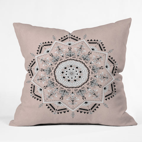 Bianca Green Star Mandala Peach Outdoor Throw Pillow