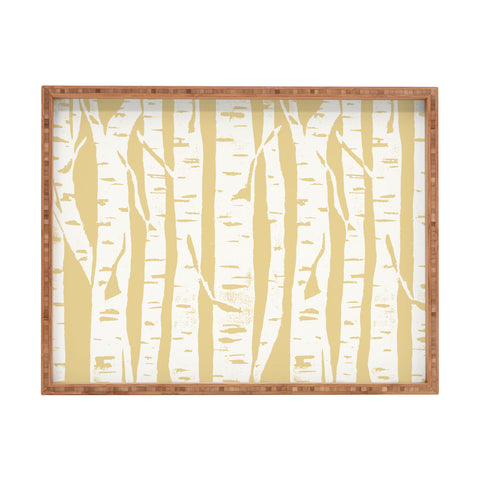 Bianca Green Woodcut Birches Sunny Rectangular Tray