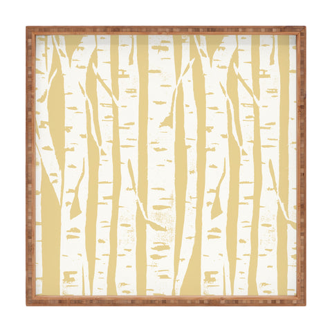 Bianca Green Woodcut Birches Sunny Square Tray