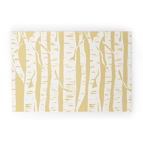 Bianca Green Woodcut Birches Sunny Welcome Mat
