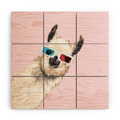 Big Nose Work 3D Glasses Llama Wood Wall Mural
