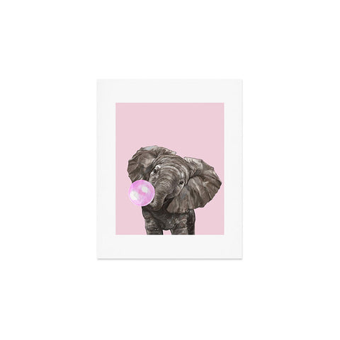 Big Nose Work Baby Elephant Blowing Bubble Art Print