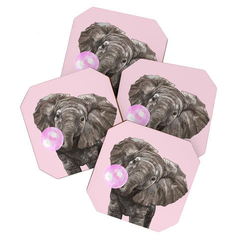 Big Nose Work Baby Elephant Blowing Bubble Coaster Set