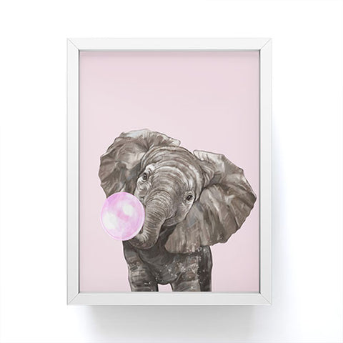 Big Nose Work Baby Elephant Blowing Bubble Framed Mini Art Print