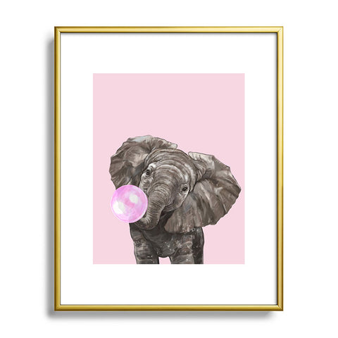 Big Nose Work Baby Elephant Blowing Bubble Metal Framed Art Print