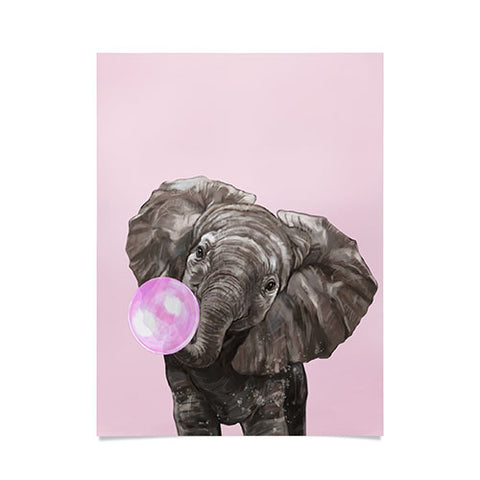 Big Nose Work Baby Elephant Blowing Bubble Poster