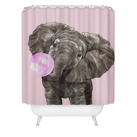 Big Nose Work Baby Elephant Blowing Bubble Shower Curtain