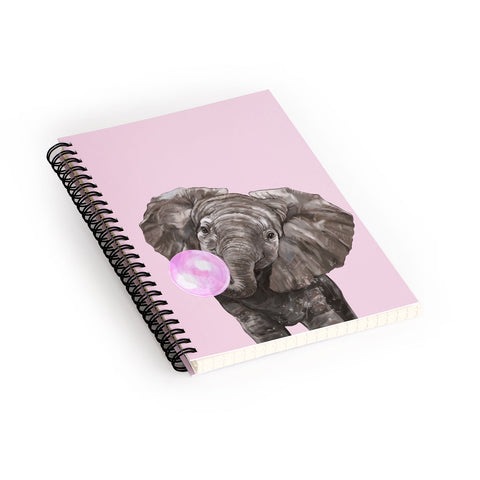 Big Nose Work Baby Elephant Blowing Bubble Spiral Notebook
