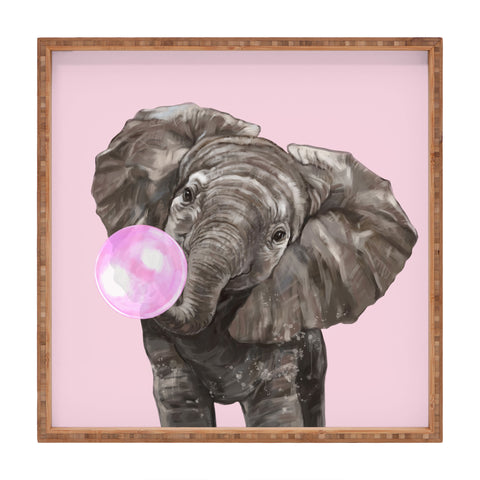Big Nose Work Baby Elephant Blowing Bubble Square Tray
