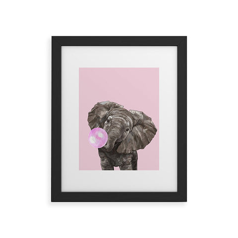 Big Nose Work Baby Elephant Blowing Bubble Framed Art Print