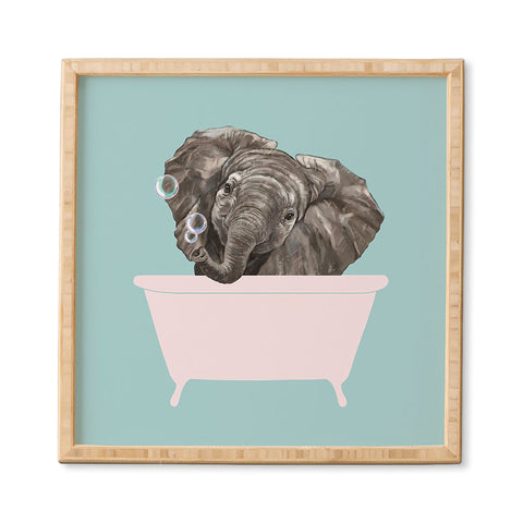 Big Nose Work Baby Elephant in Bathtub Framed Wall Art