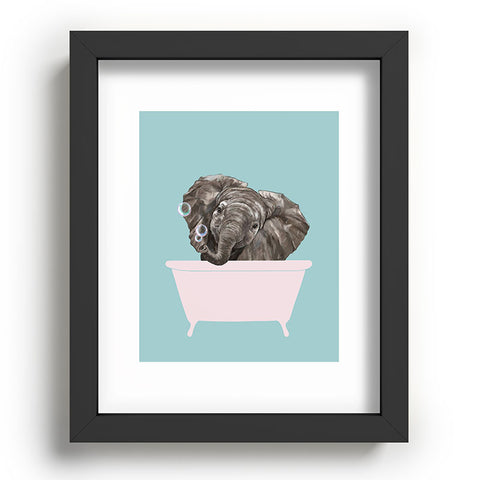 Big Nose Work Baby Elephant in Bathtub Recessed Framing Rectangle