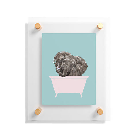 Big Nose Work Baby Elephant in Bathtub Floating Acrylic Print