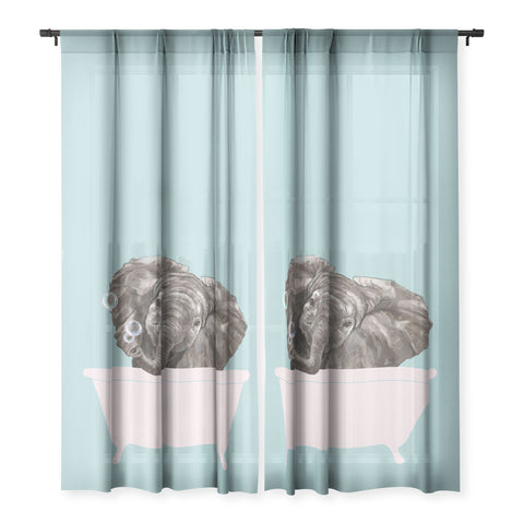 Big Nose Work Baby Elephant in Bathtub Sheer Non Repeat