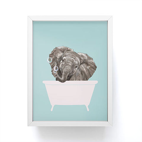 Big Nose Work Baby Elephant in Bathtub Framed Mini Art Print