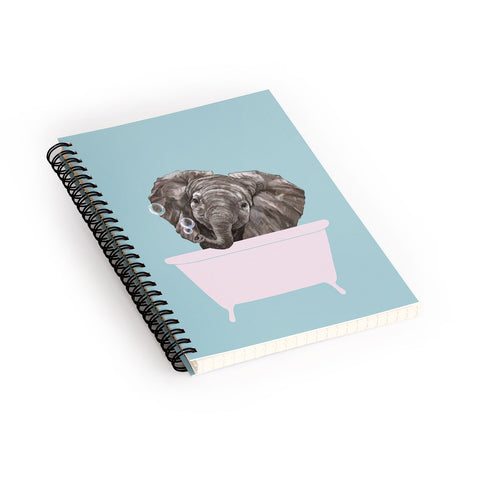 Big Nose Work Baby Elephant in Bathtub Spiral Notebook