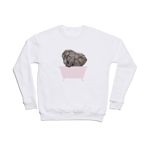 Big Nose Work Baby Elephant in Bathtub Crewneck Sweatshirt