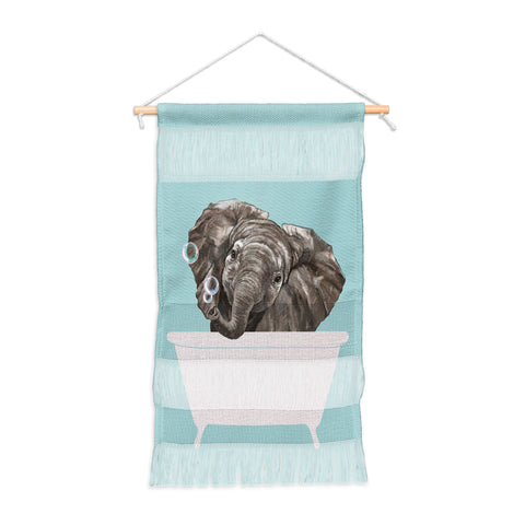 Big Nose Work Baby Elephant in Bathtub Wall Hanging Portrait
