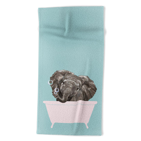 Big Nose Work Baby Elephant in Bathtub Beach Towel