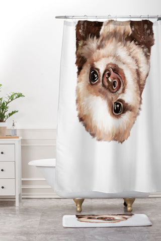 Big Nose Work Baby Sloth Shower Curtain And Mat