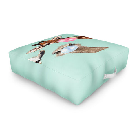 Big Nose Work Bubble Gum Gang in Green Outdoor Floor Cushion