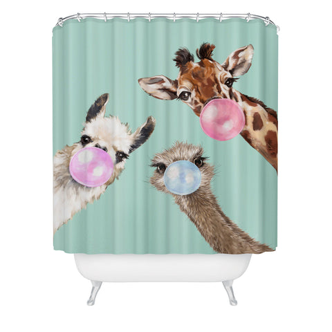 Big Nose Work Bubble Gum Gang in Green Shower Curtain