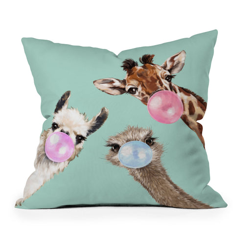 Big Nose Work Bubble Gum Gang in Green Throw Pillow