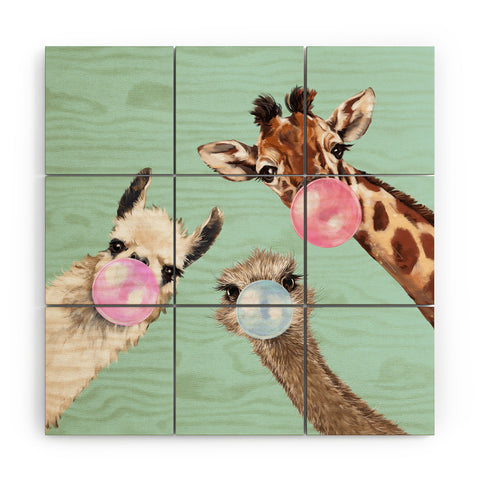 Big Nose Work Bubble Gum Gang in Green Wood Wall Mural