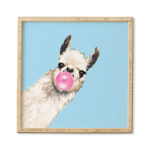 Big Nose Work Bubble Gum Sneaky Llama Blue Framed Wall Art