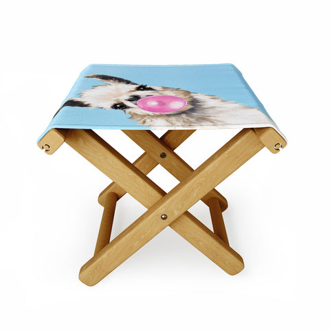 Big Nose Work Bubble Gum Sneaky Llama Blue Folding Stool