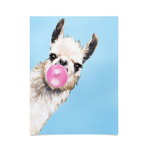 Big Nose Work Bubble Gum Sneaky Llama Blue Poster