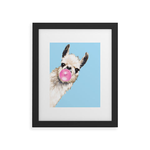 Big Nose Work Bubble Gum Sneaky Llama Blue Framed Art Print