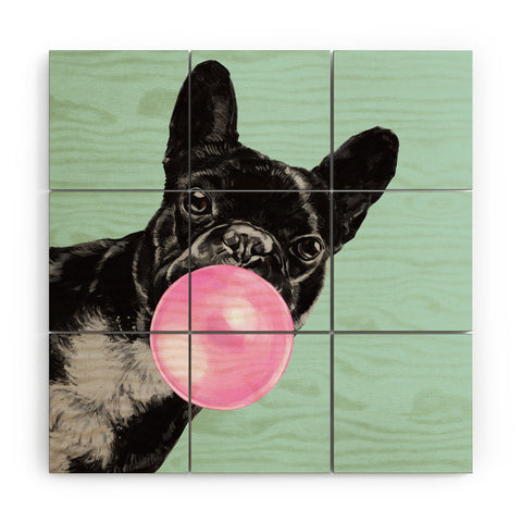 Big Nose Work Bubblegum French Bulldog Wood Wall Mural
