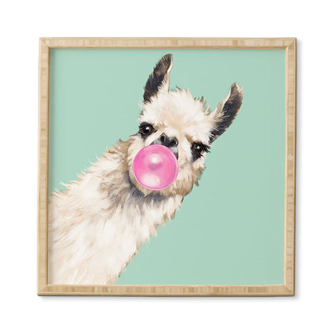 Big Nose Work Bubblegum Llama in Green Framed Wall Art