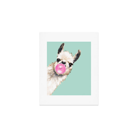 Big Nose Work Bubblegum Llama in Green Art Print
