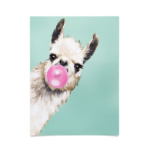 Big Nose Work Bubblegum Llama in Green Poster