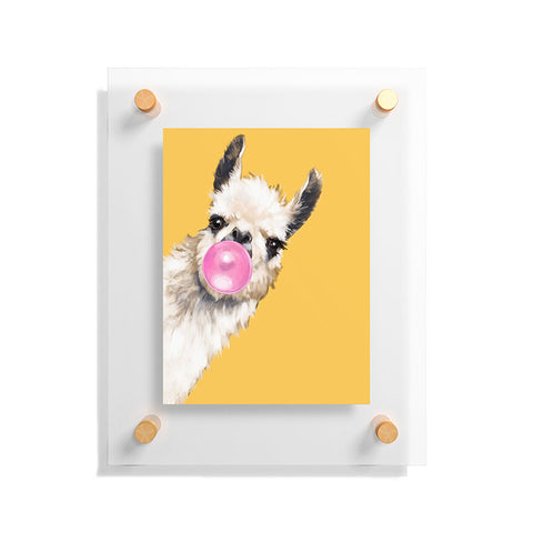 Big Nose Work Bubblegum Sneaky Llama Yellow Floating Acrylic Print