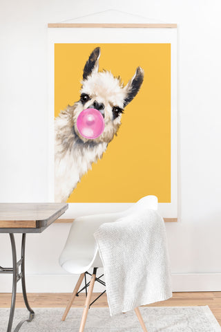 Big Nose Work Bubblegum Sneaky Llama Yellow Art Print And Hanger