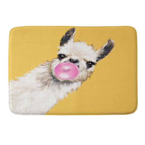 Big Nose Work Bubblegum Sneaky Llama Yellow Memory Foam Bath Mat
