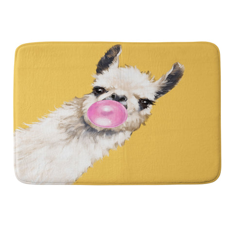 Big Nose Work Bubblegum Sneaky Llama Yellow Memory Foam Bath Mat