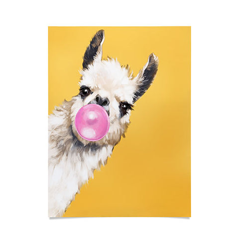 Big Nose Work Bubblegum Sneaky Llama Yellow Poster