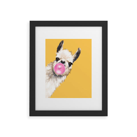 Big Nose Work Bubblegum Sneaky Llama Yellow Framed Art Print