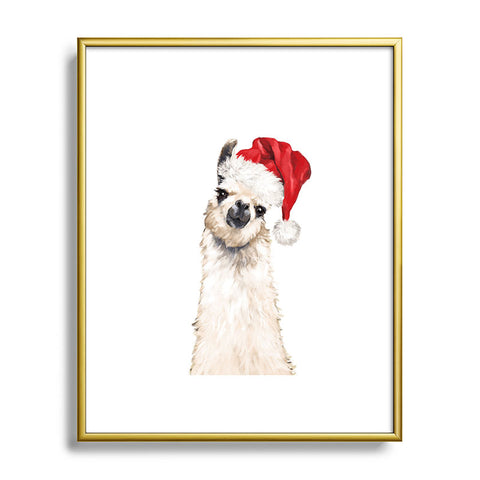 Big Nose Work Christmas Llama Metal Framed Art Print