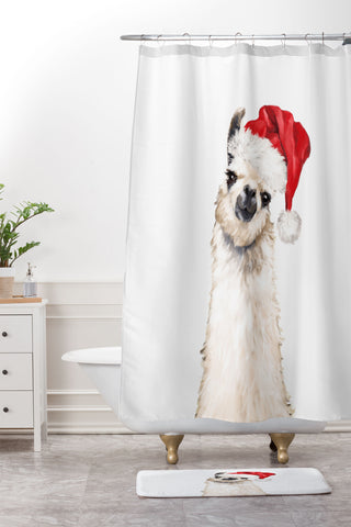 Big Nose Work Christmas Llama Shower Curtain And Mat