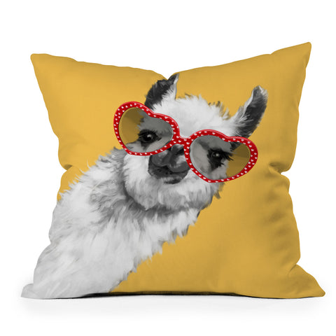 Big Nose Work Fashion Hipster Llama Throw Pillow