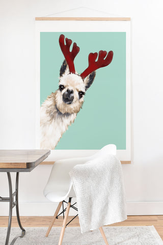Big Nose Work Llama Reindeer Green Art Print And Hanger