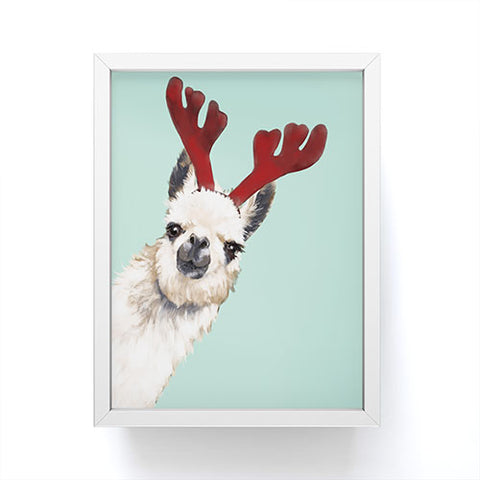 Big Nose Work Llama Reindeer Green Framed Mini Art Print