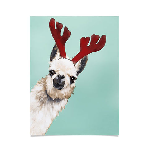 Big Nose Work Llama Reindeer Green Poster