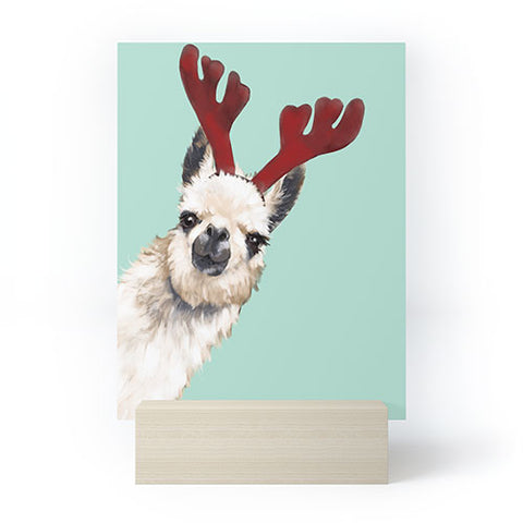 Big Nose Work Llama Reindeer Green Mini Art Print
