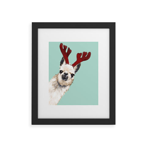 Big Nose Work Llama Reindeer Green Framed Art Print